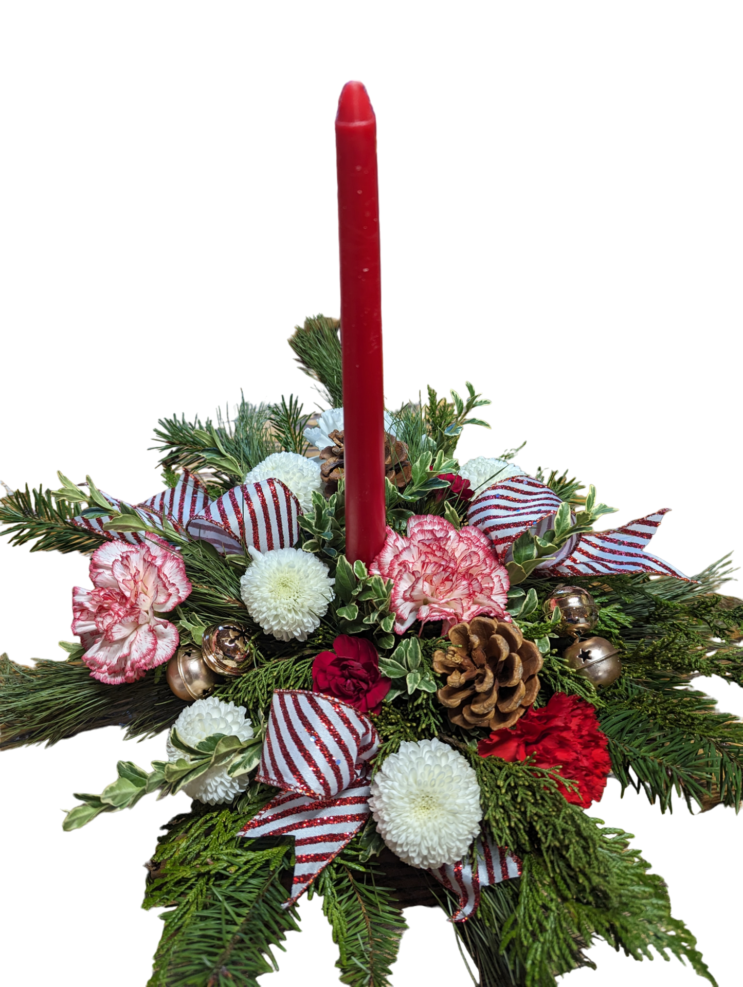 Stripes and cheer Christmas centerpiece