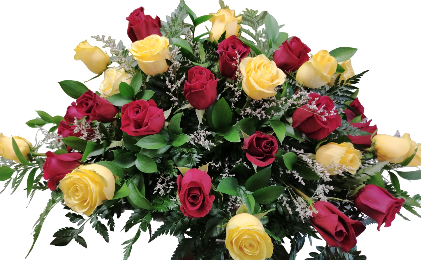 Red and Yellow Rose Casket Spray