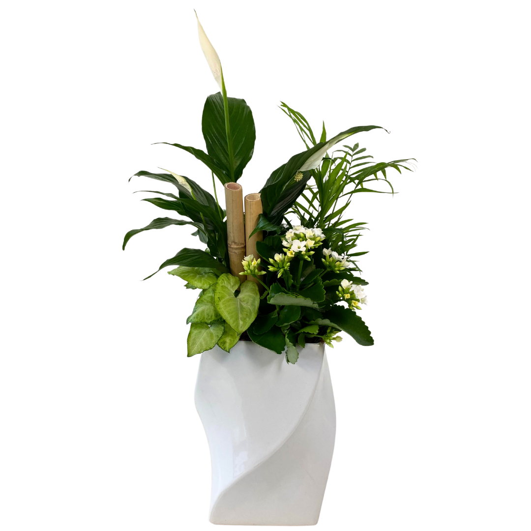 White Twist Planter